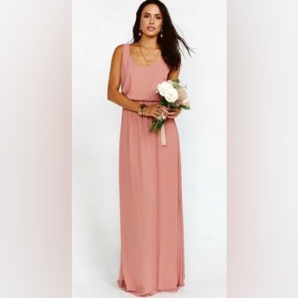 Show Me Your Mumu Kendall Maxi Dress Long - Rustic Mauve Crisp XS